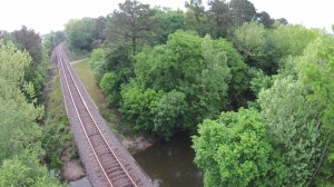 Drone shot looking east towards Conroe
