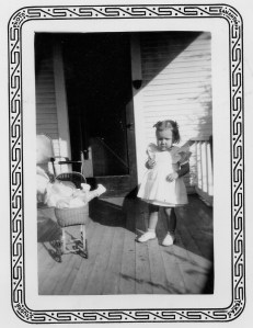 Mom & her baby carriage, circa 1941