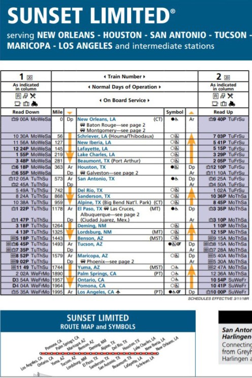 Sunset Limited Schedule